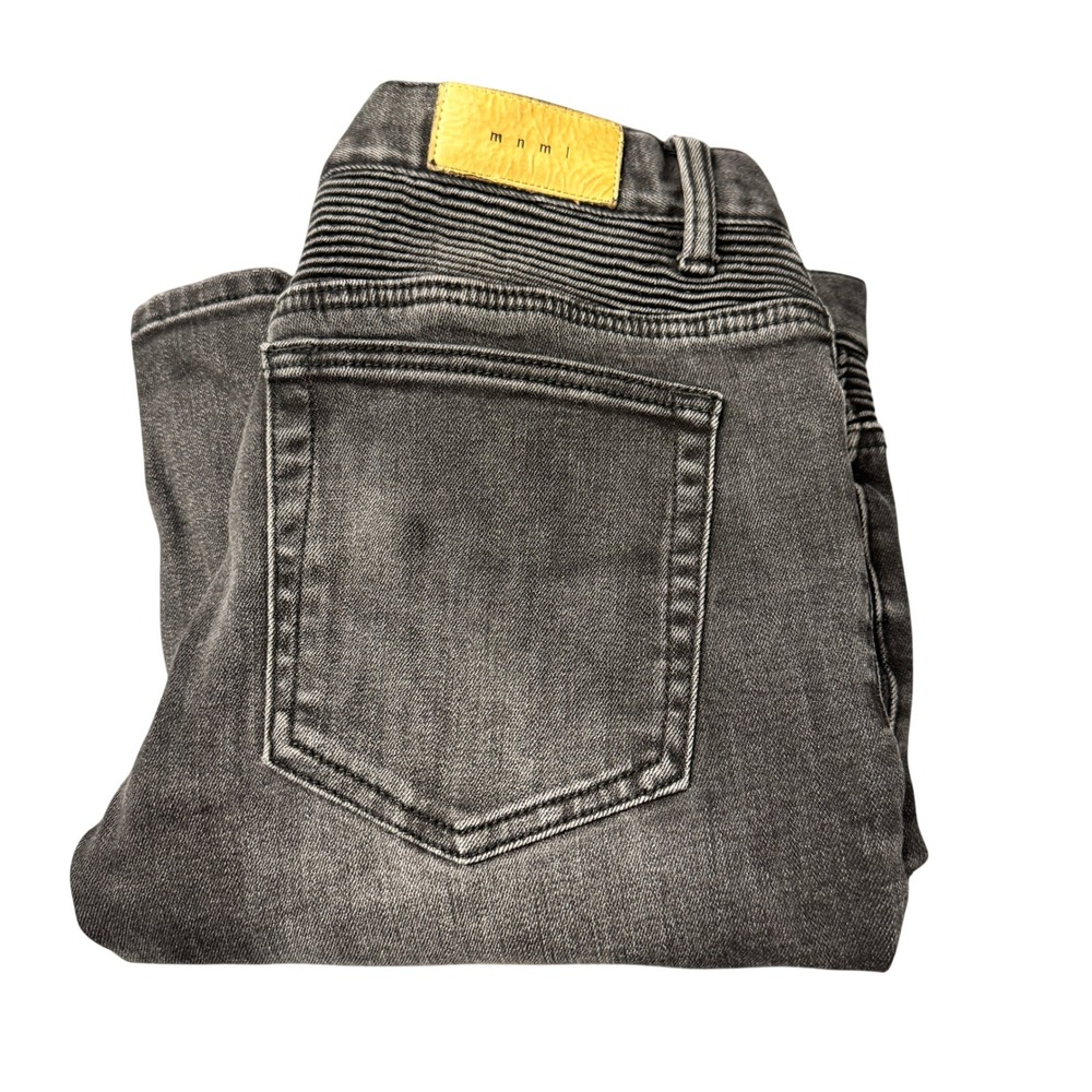 mnml Jeans Mens 32 (33x34) Moto Skinny Stacked Denim Biker Black Distressed